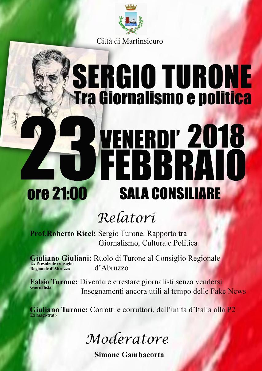 Martinsicuro.Incontro dedicato a Sergio Turone,”Tra giornalismo e politica”