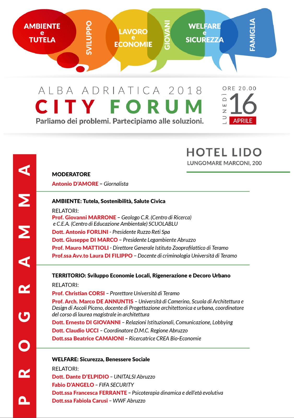 Alba Adriatica.Arriva “City Forum”: nuova progettualità su ambiente, sviluppo, lavoro, welfare e sicurezza