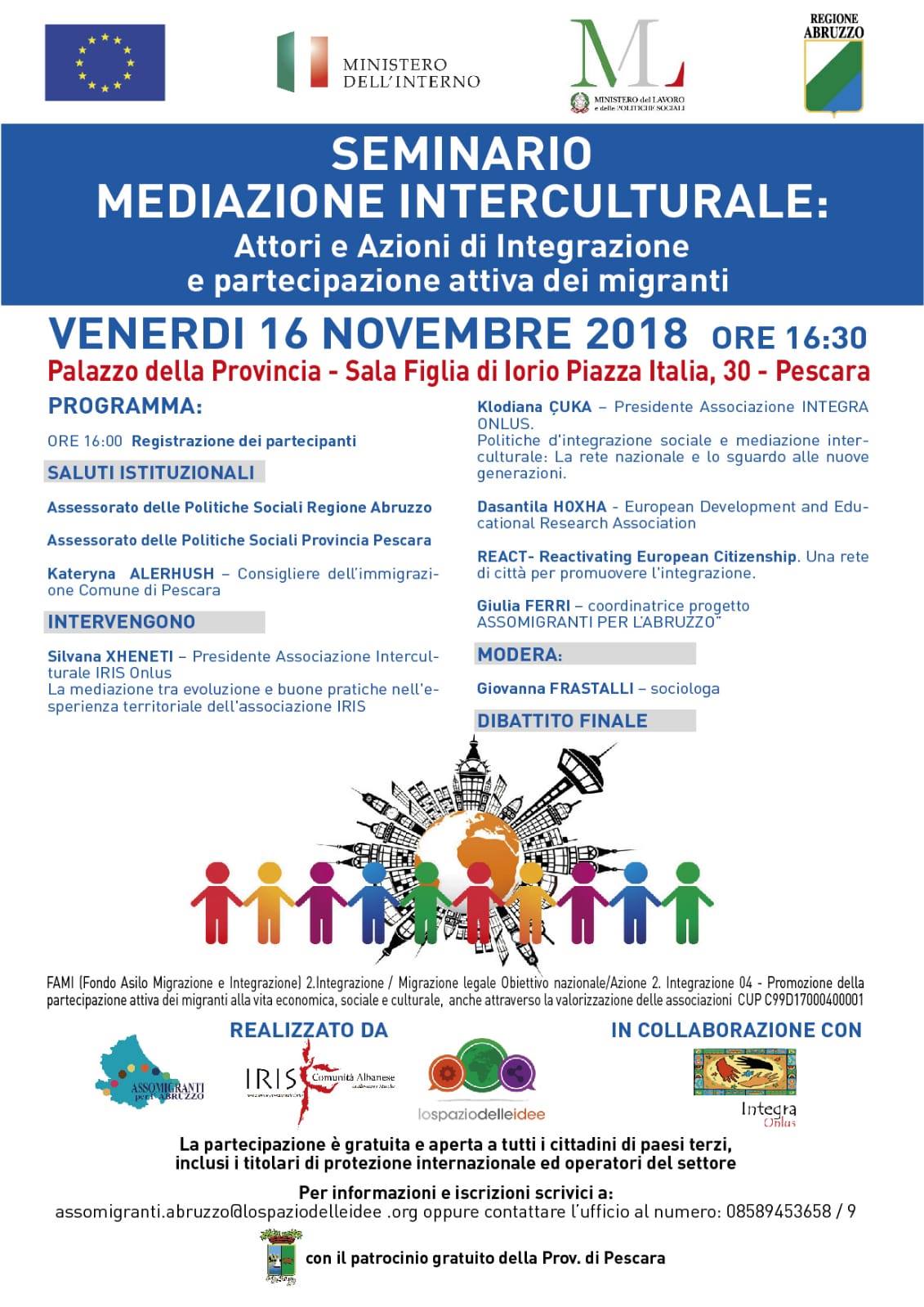 Pescara&Provincia. Seminario su “Mediazione Interculturale, integrazione e partecipazione”