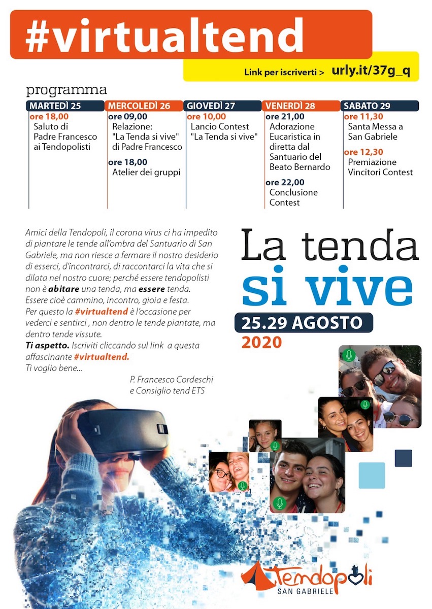 San Gabriele di Isola del Gran Sasso. Presentata la ” #Virtualtend” (25-29 agosto 2020).