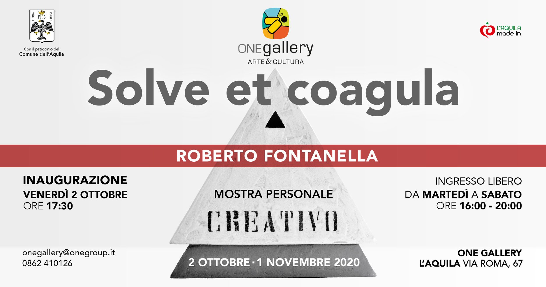 L’Aquila&”One Gallery”: aperta la mostra personale di Roberto Fontanella. Andrà avanti fino al 1 novembre