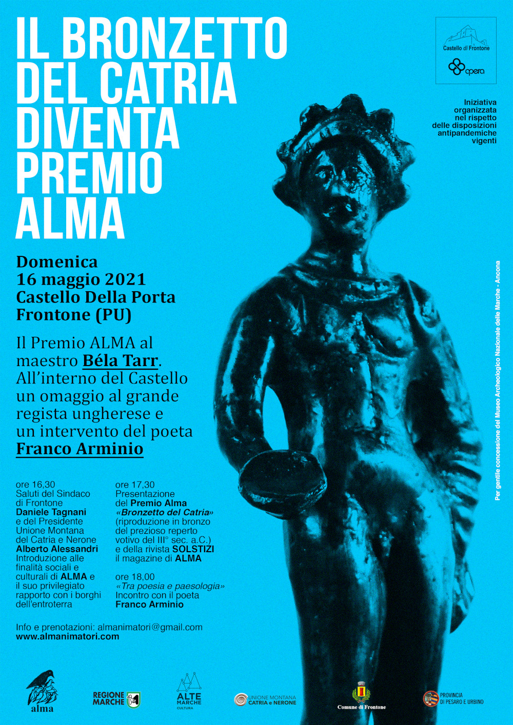 Pesaro. Il “Premio Alma” al regista ungherese Bela Tarr. La cerimonia il 16 maggio a Frontone