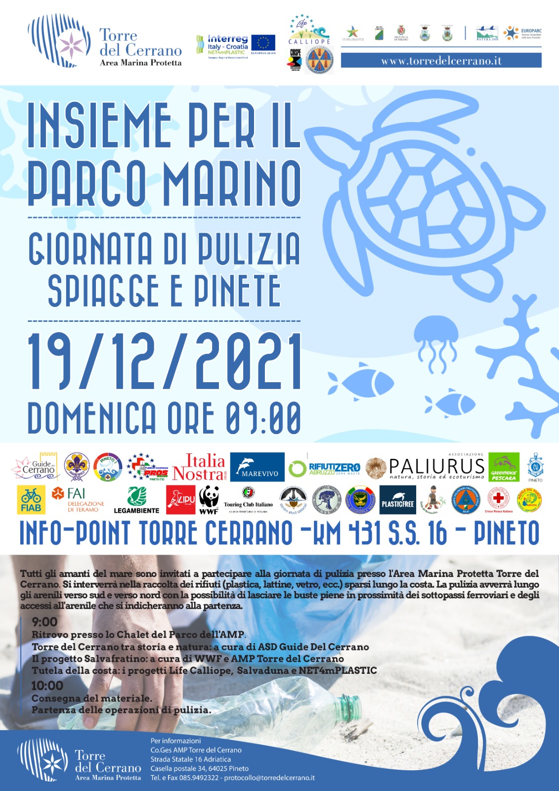 Pineto AMP. “Insieme per il Parco Marino”: giornata ecologica per la pulizia di spiagge e pinete