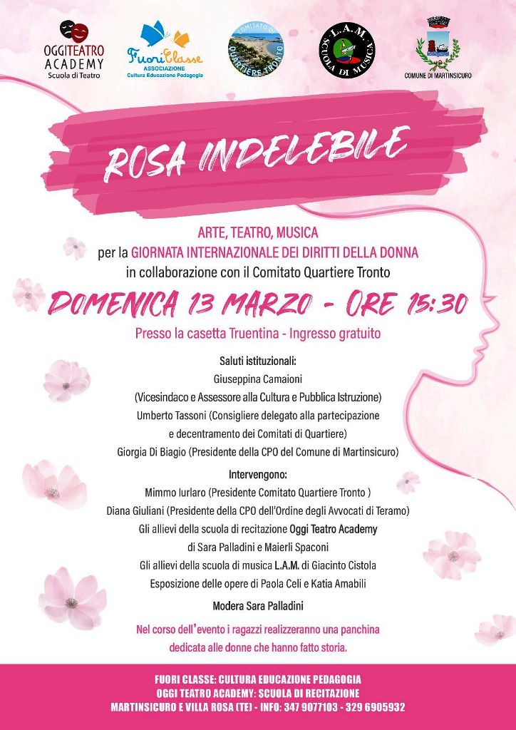 Martinsicuro  con Teatro. “Rosa Indelebile” per la Giornata Internazionale dei diritti della donna
