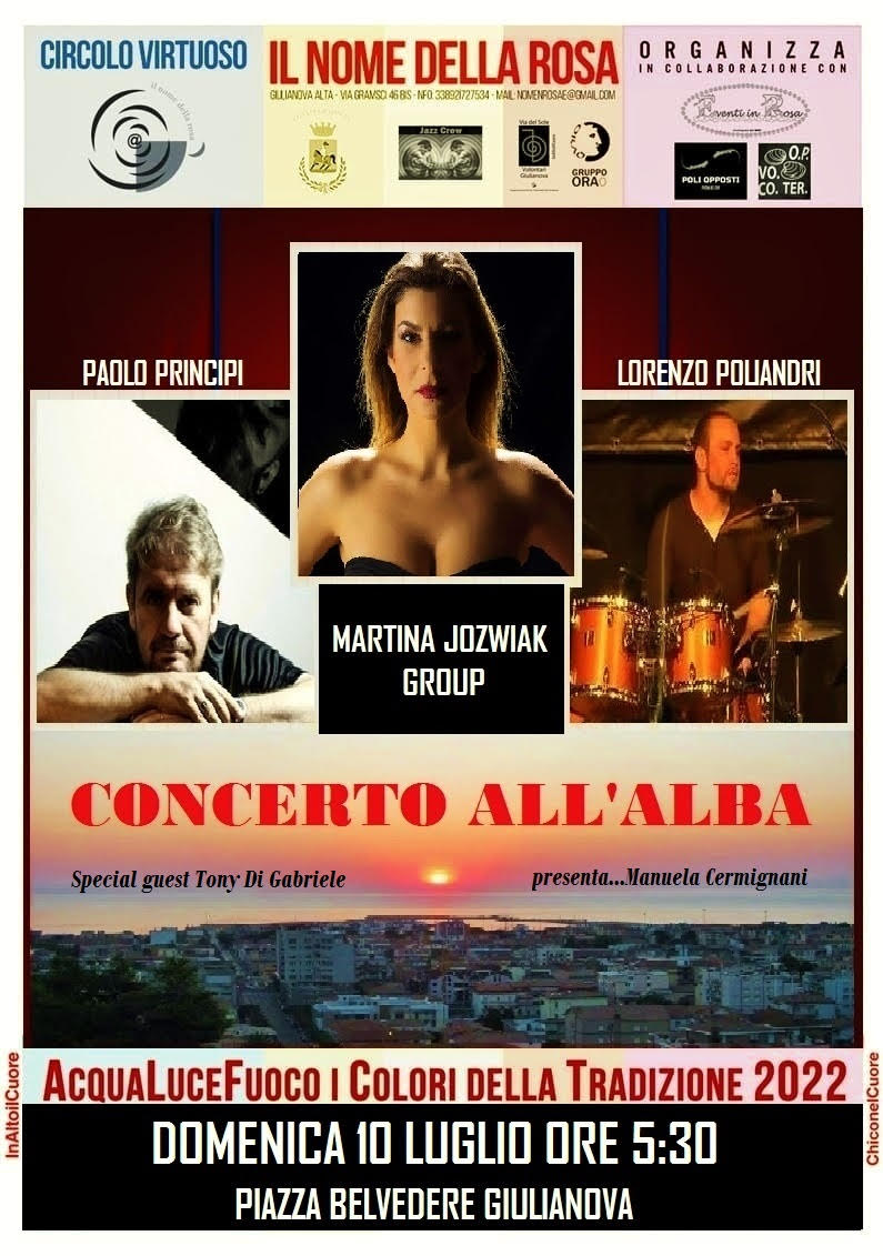 Giulianova. “Concerto all’Alba” alla “Terrazza del Belvedere” con “Martina Jozwiak Group”