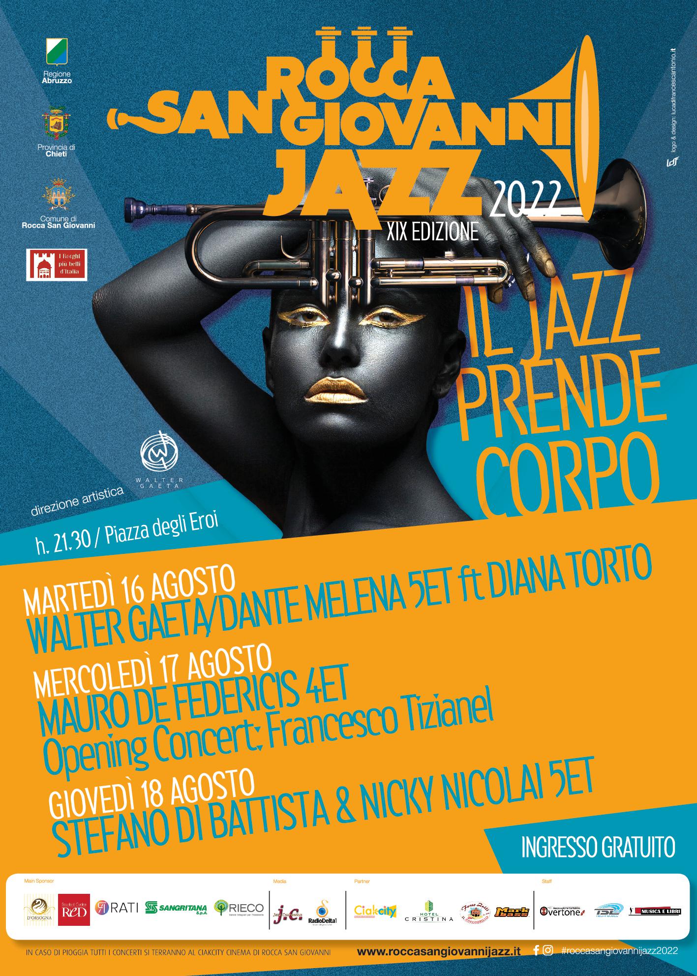 Rocca San Giovanni in Jazz, la XVIIII Edizione(Piazza degli Eroi   16-18 agosto 2022)