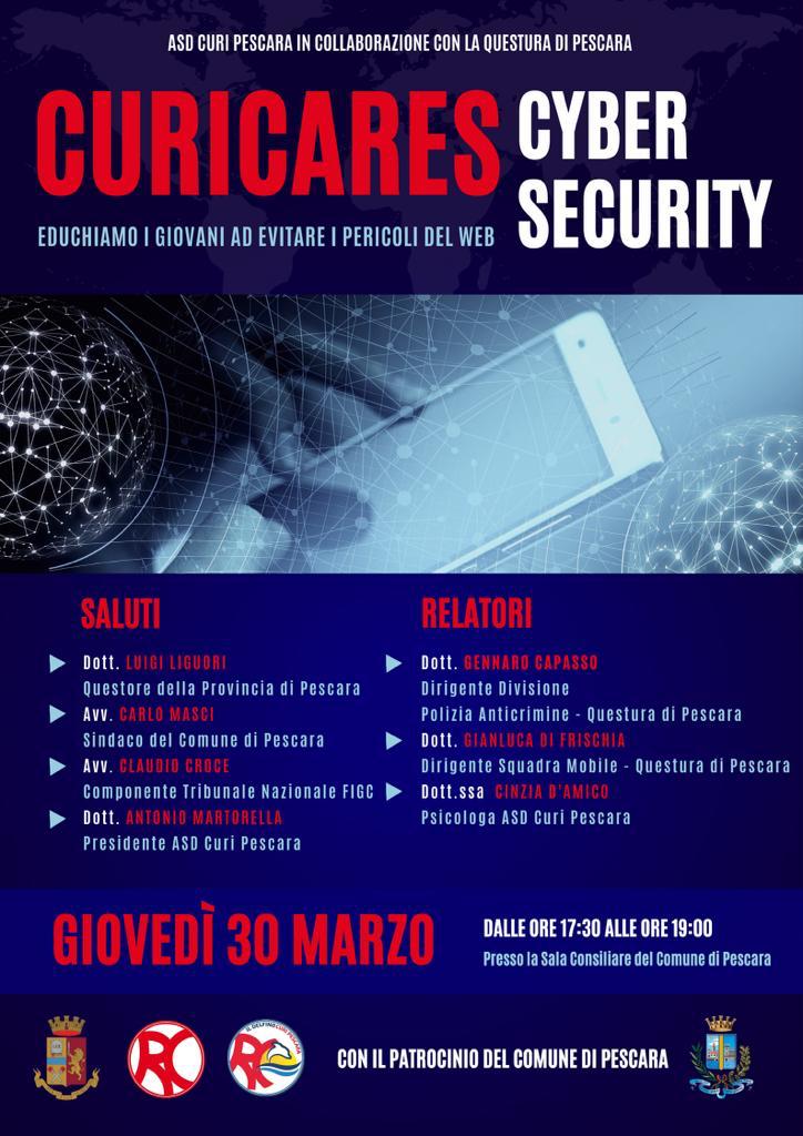 Pescara.”Curi Cares Cybersecurity”: convegno sulle insidie del web(sala consiliare 30 marzo2023)