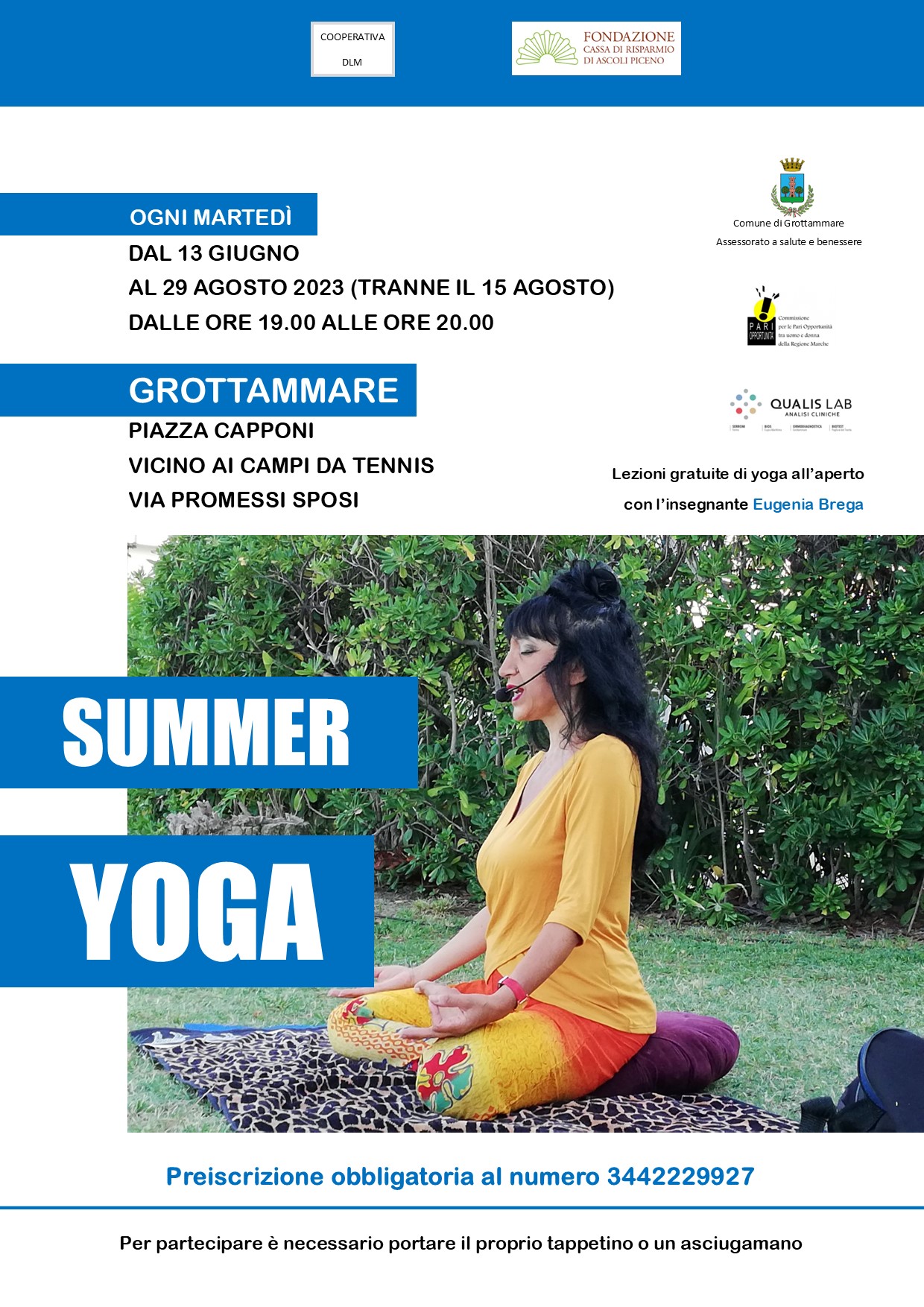 Marche. Grottammare: dal 13 giugno al via “Summer Yoga-Laboratori di prevenzione della salute”