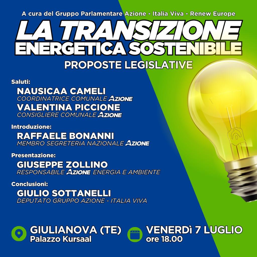 Giulianova. Kursaal: seminario organizzato da Azione sulla “Transizione energetica sostenibile”