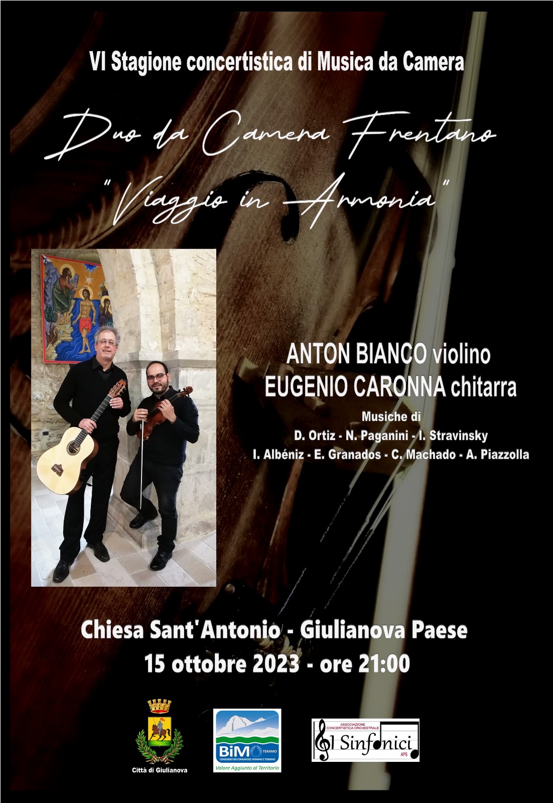 Giulianova. Chiesa di Sant’Antonio: Concerto del duo da Camera “Viaggio in Armonia”