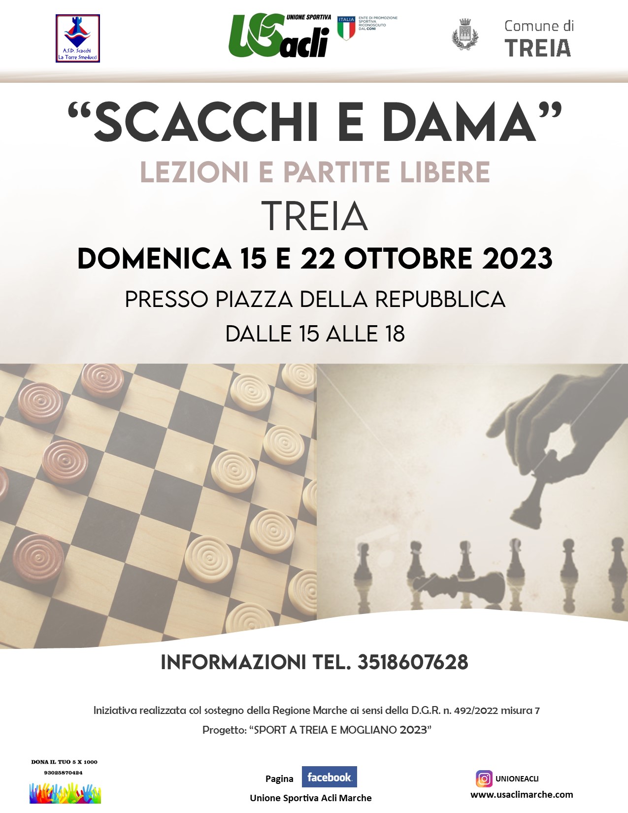 Marche. A Treia partite libere di scacchi e dama dal 15 al 22 ottobre 2023