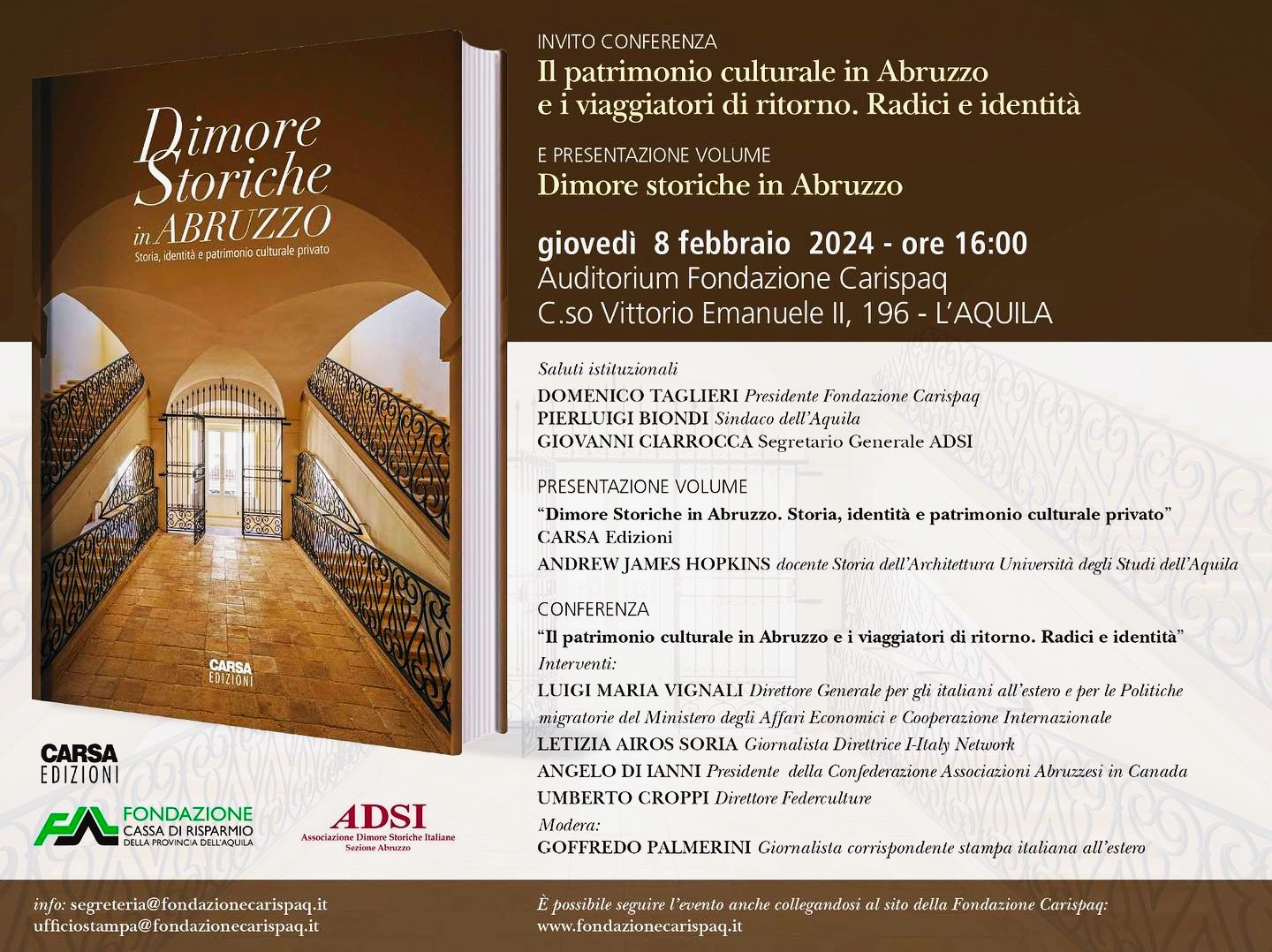 L’Aquila. Incontro sul patrimonio culturale in Abruzzo, promosso dalla Fondazione CARISPAQ