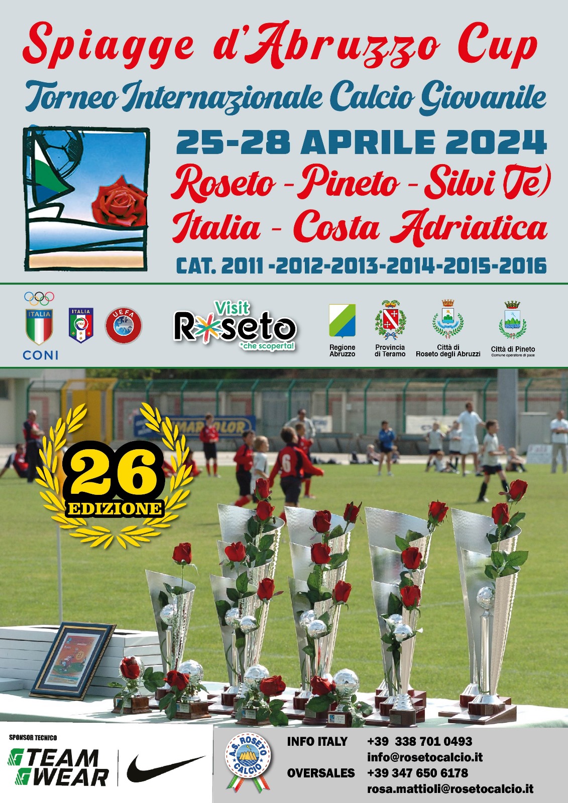 Roseto. Calcio:  è partito il Torneo Internazionale giovanile “Spiagge D’Abruzzo Cup”. Andrà avanti fino a domenica 28