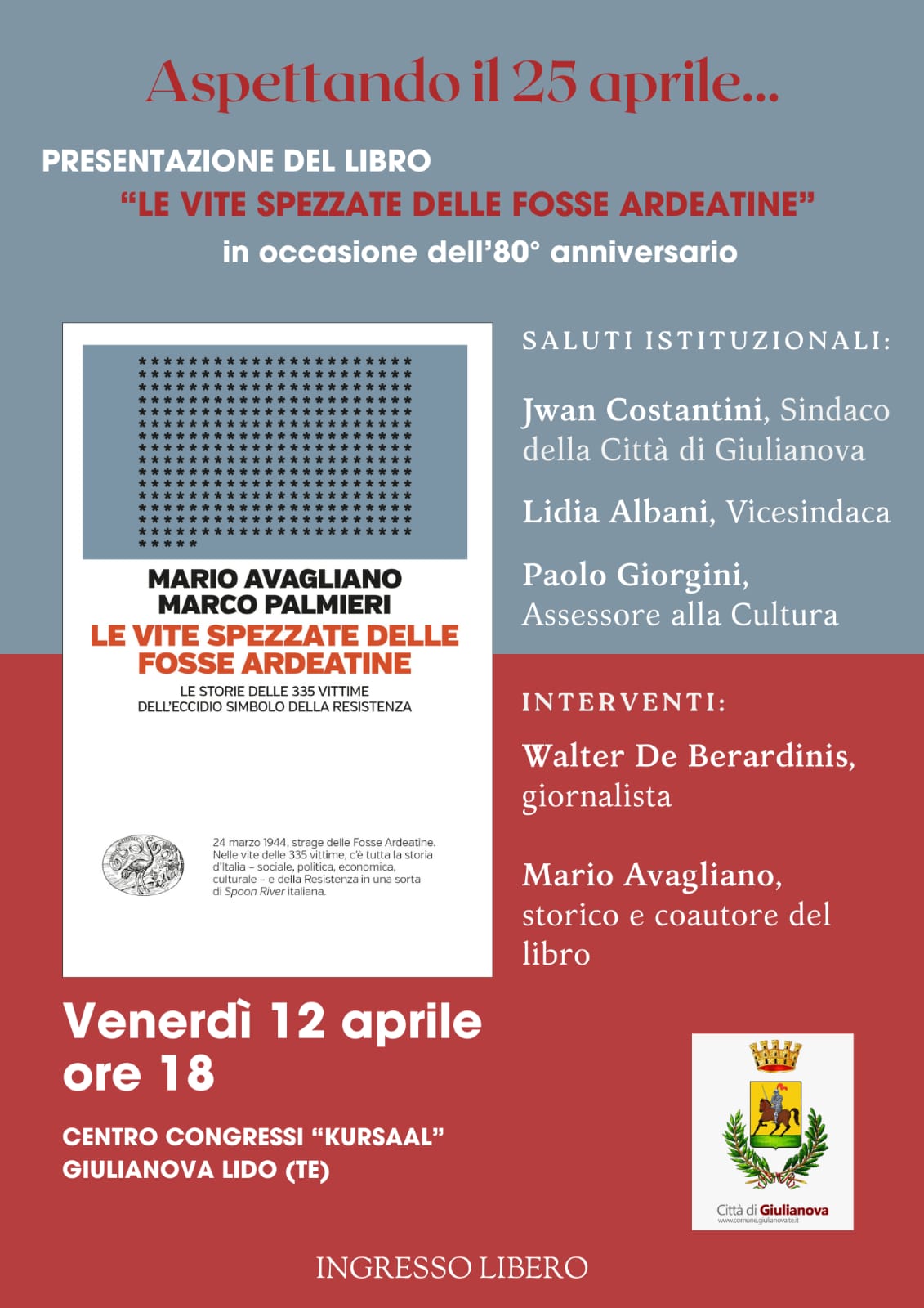 Libri&Editoria. Giulianova: presentazione del nuovo libro di Mario Avagliano e Marco Palmieri
