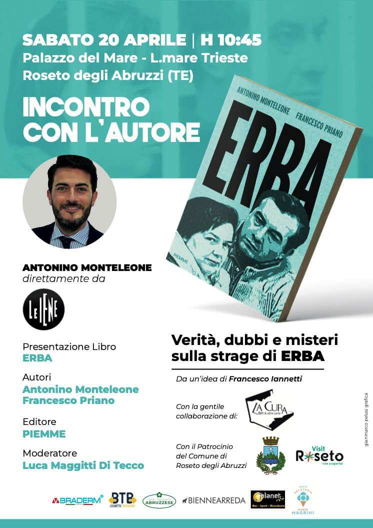 Antonino Monteleone( Le Iene) a Roseto per presentare il suo libro sulla “Strage di Erba”
