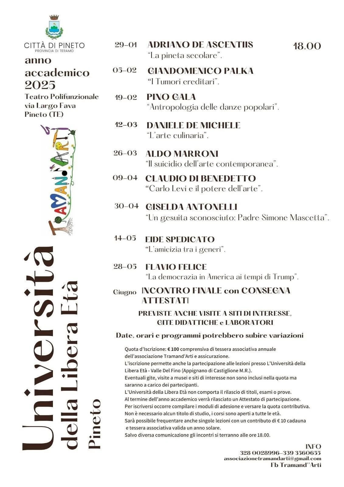 Pineto. 2° edizione: riparte l’Università della libera età Pineto. 2° edizione: riparte l’Università della libera età